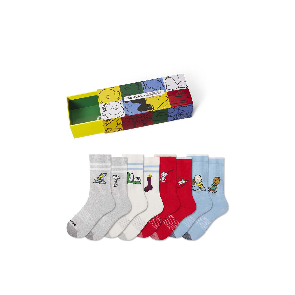 Peanuts x Bombas: Youth Calf Sock 4-Pack Gift Box