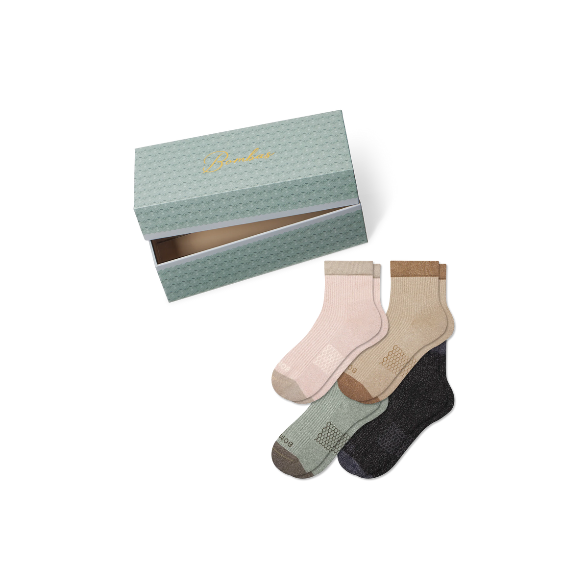 Women’s Sparkle Modern Rib Quarter Sock 4-Pack Gift Box
